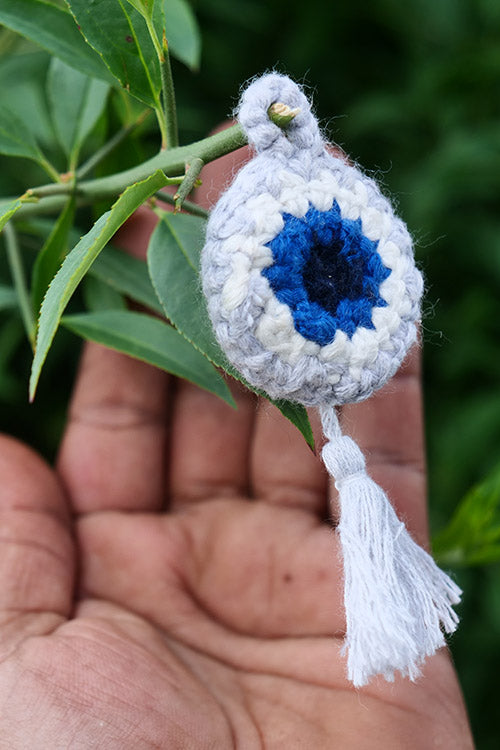 Himalayan Blooms Hand Made Crochet Soft Toys - Evil Eye Keychain