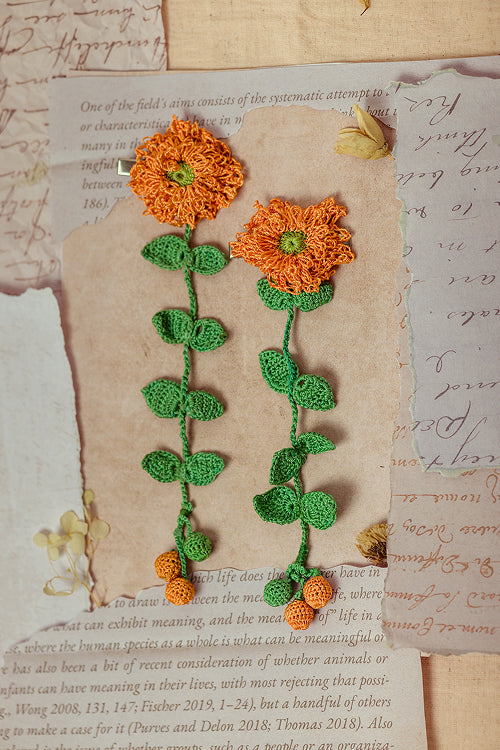 Samoolam Guncha Orange Foliage - Hair Clips