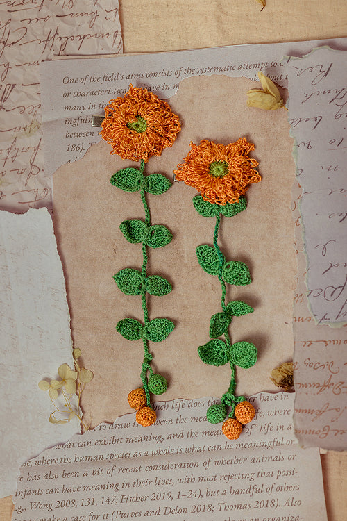 Samoolam Guncha Orange Foliage - Hair Clips