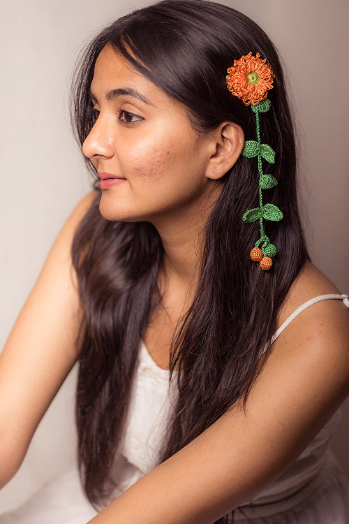 Samoolam Guncha Orange Foliage - Hair Clips