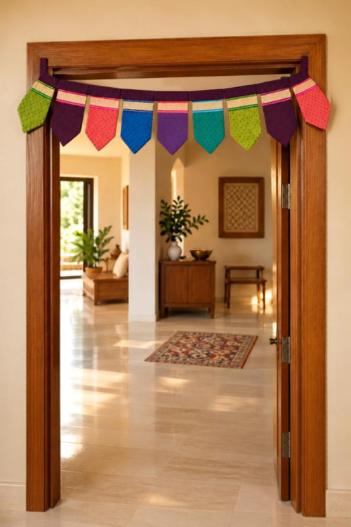 Indidhaage Festive Home Gift Hamper | Handcrafted Multicolour Fabric Toran