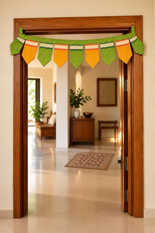 Indidhaage Festive Home Gift Hamper | Handcrafted Green Fabric Toran