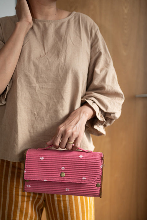 Mauve & Slate Round Clutch - Changeable Sleeve