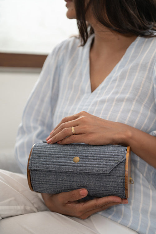 Mauve & Slate Round Clutch - Changeable Sleeve