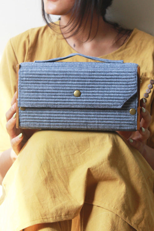 Mauve & Slate Round Clutch - Changeable Sleeve