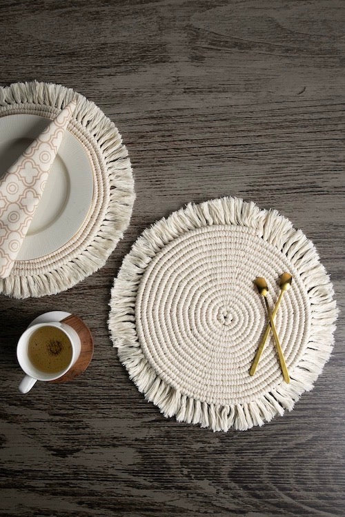 HoM Handcrafted Macrame Table Placemats (set of 2)