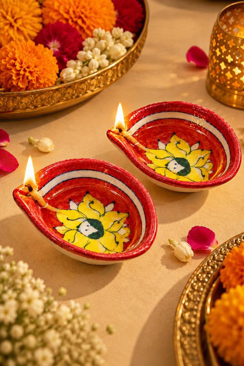 Indidhaage Festive Bloom Gift Hamper | Handmade Toran, Diya Set & Floral Incense Holder | Diwali Home Décor