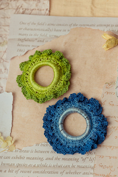 Samoolam Guncha Green Blue Ombre Bloom Scrunchie (Set Of 2)