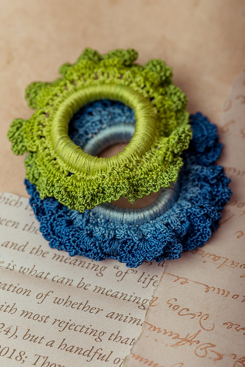 Samoolam Guncha Green Blue Ombre Bloom Scrunchie (Set Of 2)