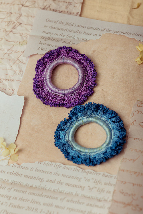 Samoolam Guncha Purple Blue Ombre Bloom Scrunchie (Set Of 2)