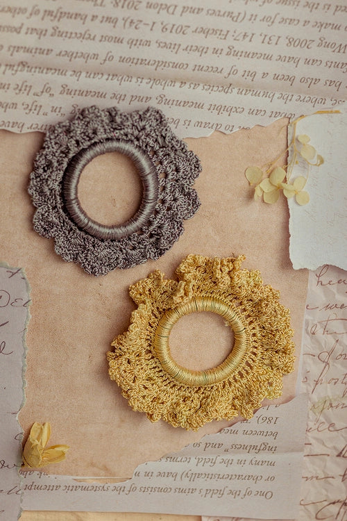 Samoolam Guncha Grey Gold Bloom Scrunchie (Set of 2)