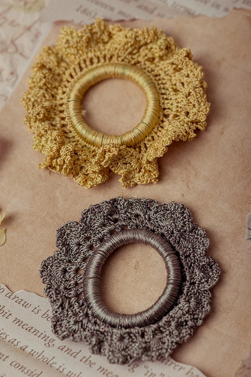 Samoolam Guncha Grey Gold Bloom Scrunchie (Set of 2)