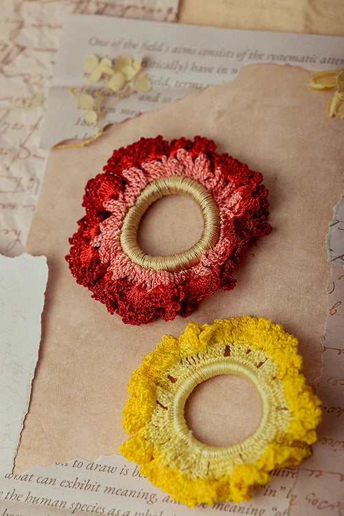 Samoolam Guncha Red Yellow Ombre Bloom Scrunchie (Set of 2)