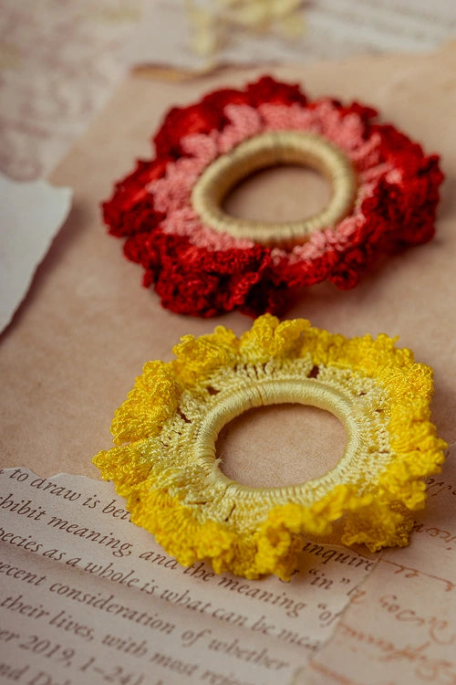 Samoolam Guncha Red Yellow Ombre Bloom Scrunchie (Set of 2)