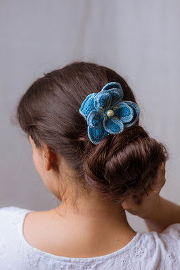 Samoolam Handmade Crochet Hairstick ~  Blue Lotus