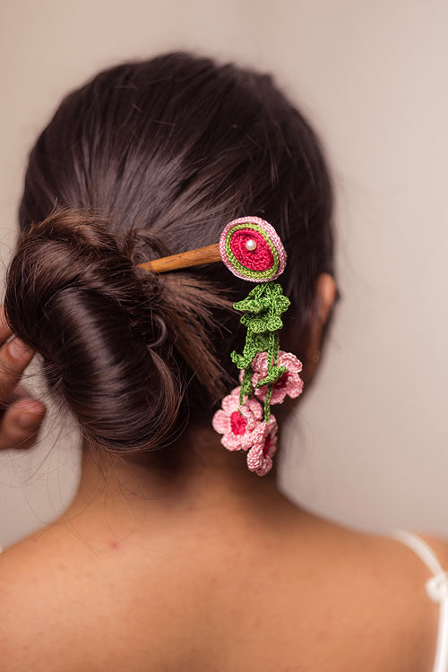 Samoolam Guncha Coral Green Tikki Bunch - Hairstick
