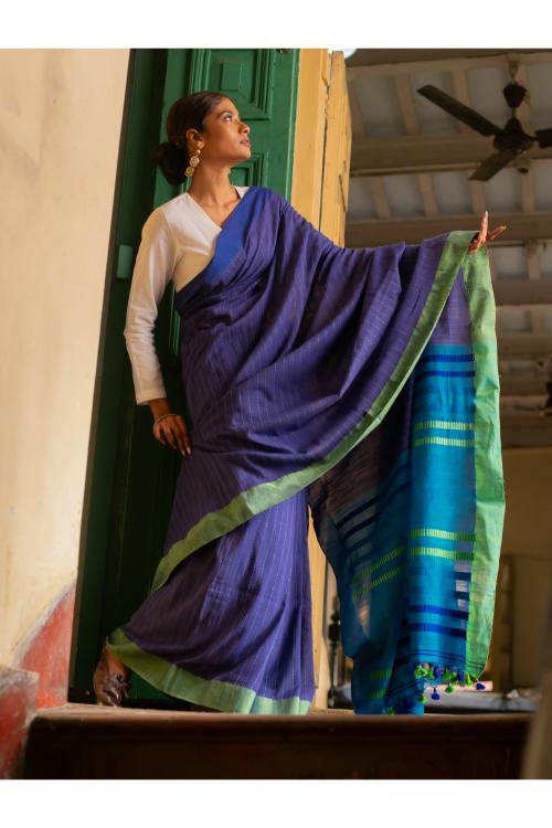 Handwoven Elegance. Bengal Cotton Saree