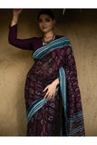 Deep Brown Handwoven Ikat Cotton Sambhalpuri Saree Online