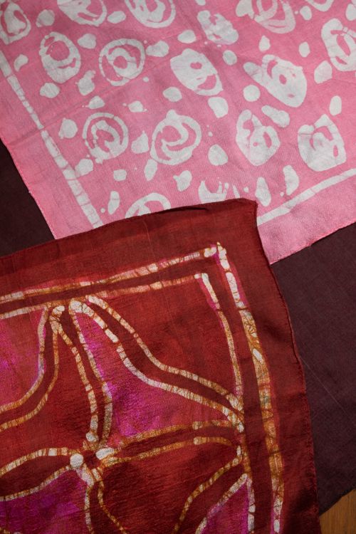 TICH Heritage Batik Print Pocket Squares (Set of 3)-Wine, Red & Pink