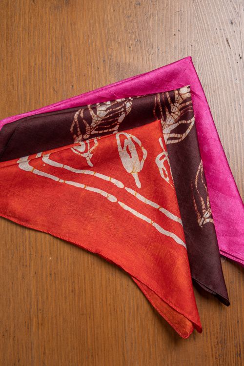 TICH Heritage Batik Print Pocket Squares (Set of 3)-Red, Hot Pink & Wine
