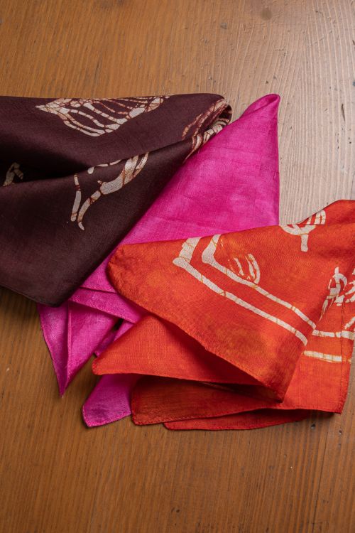 TICH Heritage Batik Print Pocket Squares (Set of 3)-Red, Hot Pink & Wine