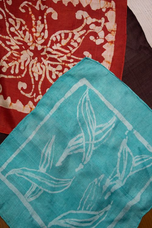 TICH Heritage Batik Print Pocket Squares (Set of 3)-Red, Sea Green & Brown