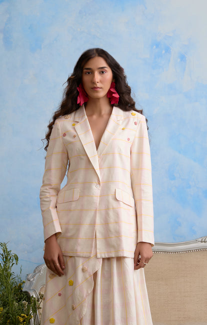 Okhai "Sakura" Hand Embroidered Cotton Handloom Blazer