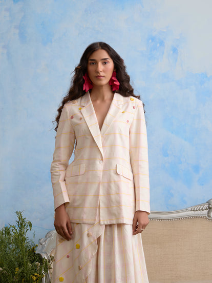 Okhai "Sakura" Hand Embroidered Cotton Handloom Blazer
