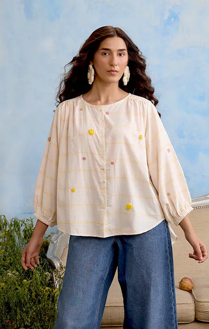 Okhai "Candytuft" Cotton Handloom Antifit Top