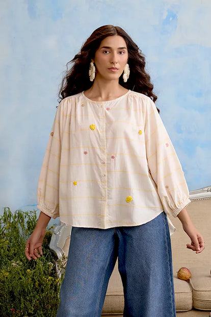 Okhai "Candytuft" Cotton Handloom Antifit Top