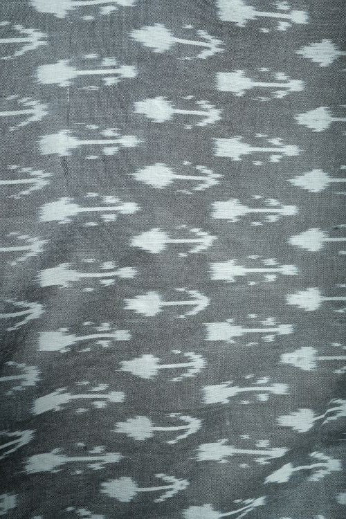 Creative Bee Safe Dye Ikat Cotton Fabric - Gray And White