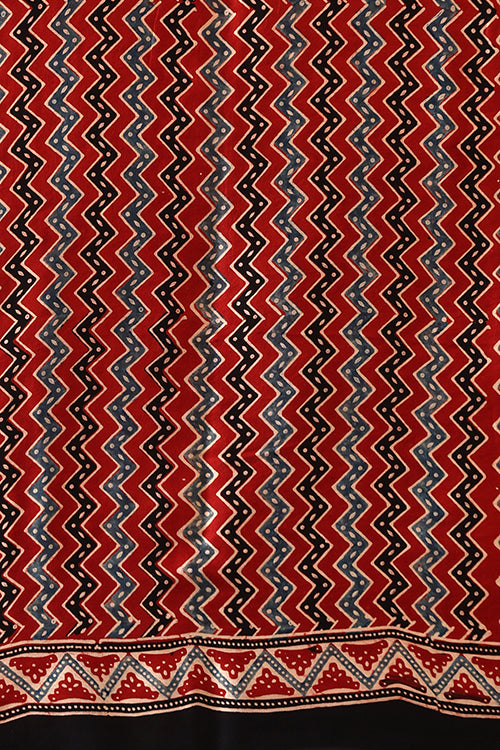 Jahangir Khatri - Red Ajrakh Modal Saree - 046