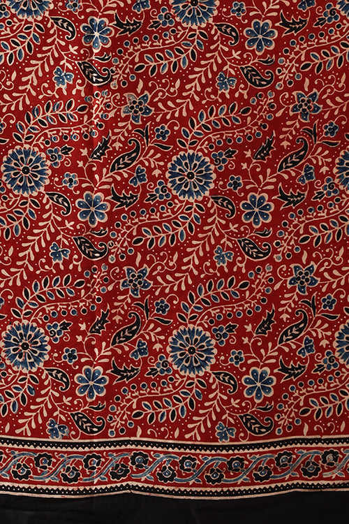 Jahangir Khatri - Red Ajrakh Modal Saree - 047