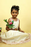 Diorama Designs "Princess In Bloom" Handpainted Kids Crop Top & Lehenga Set