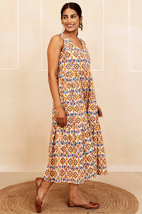 Shuddhi Blue, Red and Yellow Halter Neck Dress