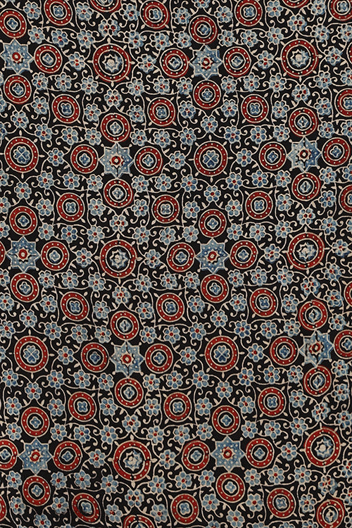 Jahangir Khatri - Black & Maroon Ajrakh & Bandhani Modal Saree