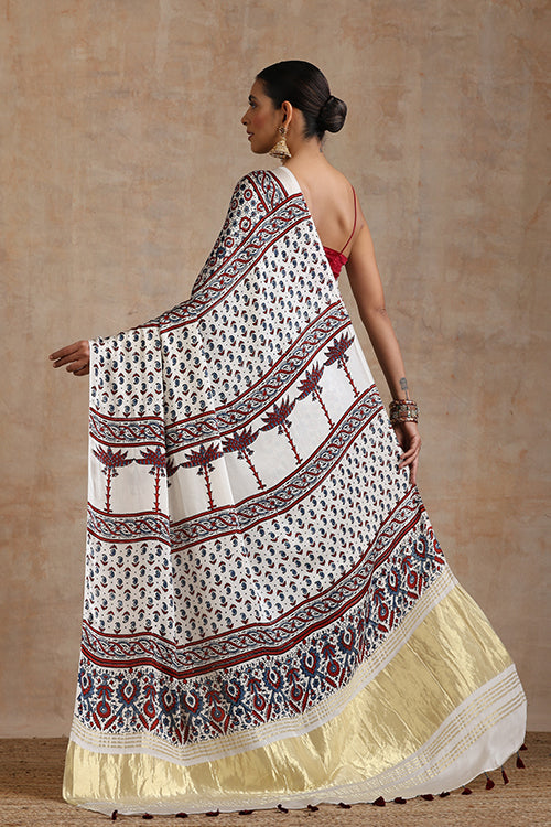Jahangir Khatri - Bagru Ajrakh Modal Tissue Saree - 029