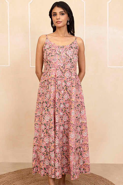 Shuddhi Pink Spaghetti Dress