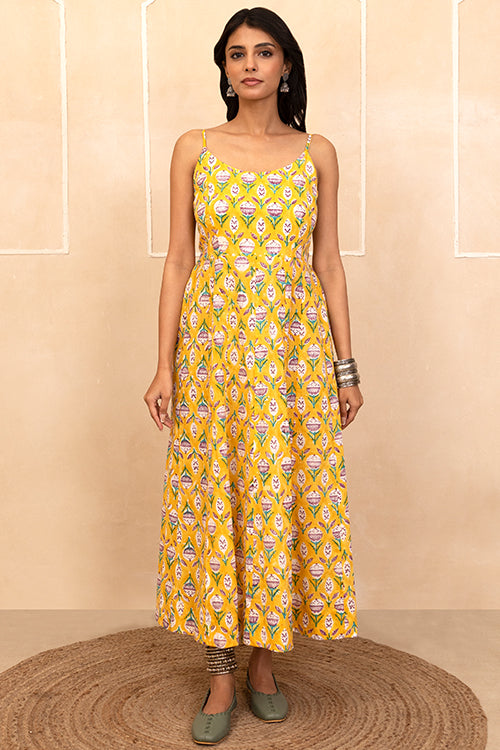 Shuddhi Yellow spaghetti Dress