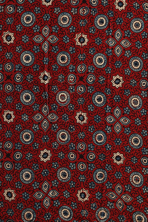 Jahangir Khatri - Red & Black  Ajrakh & Bandhani Modal Saree