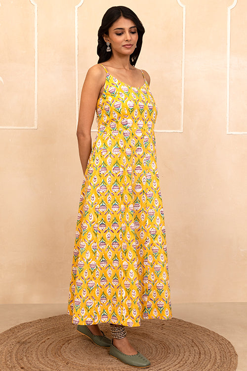 Shuddhi Yellow spaghetti Dress