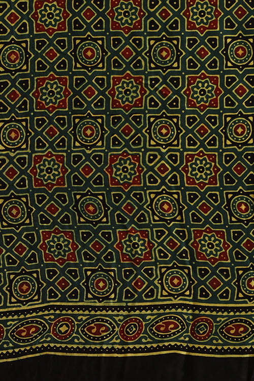 Jahangir Khatri - Green Ajrakh Modal Tissue Saree - 024