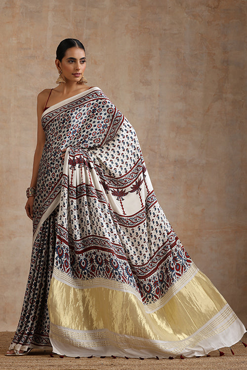 Jahangir Khatri - Bagru Ajrakh Modal Tissue Saree - 029