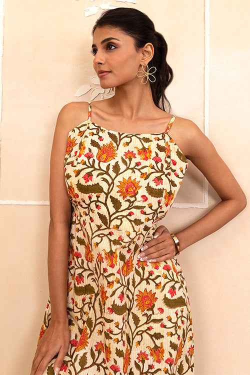 Shuddhi Cream Spaghetti Dress