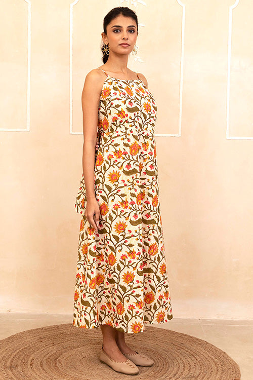 Shuddhi Cream Spaghetti Dress