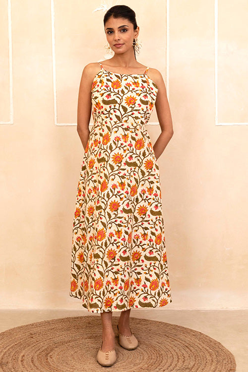 Shuddhi Cream Spaghetti Dress