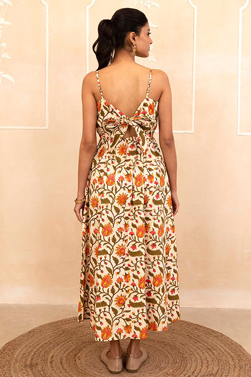 Shuddhi Cream Spaghetti Dress