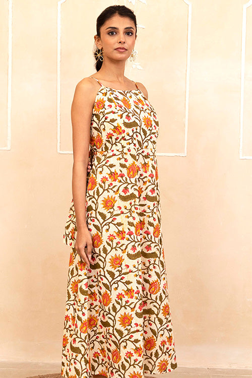 Shuddhi Cream Spaghetti Dress