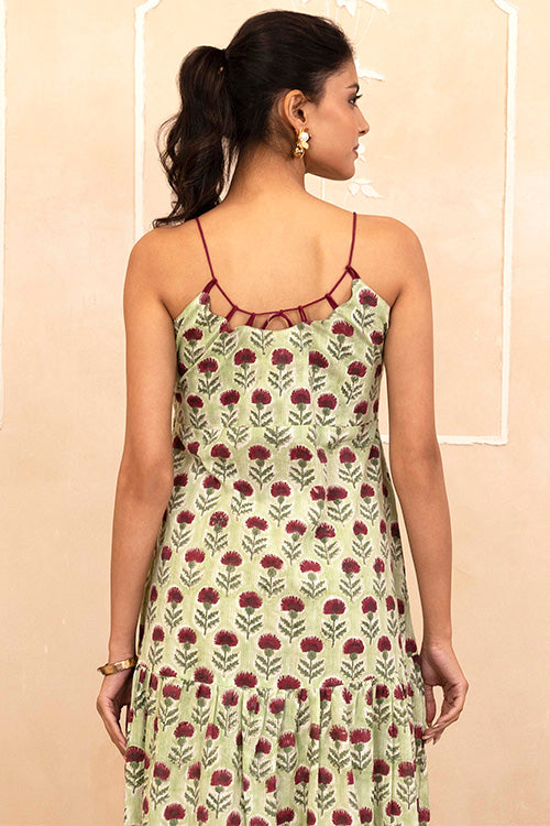 Shuddhi Mint Green Spaghetti Dress