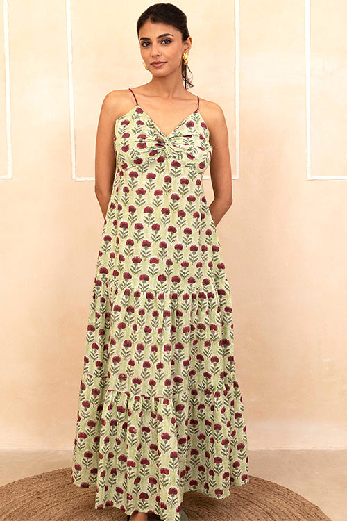Shuddhi Mint Green Spaghetti Dress